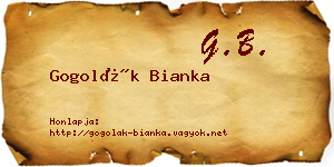 Gogolák Bianka névjegykártya